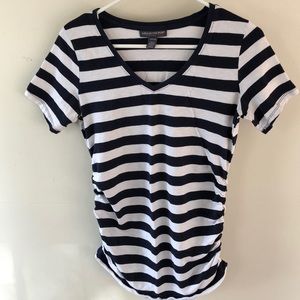 Navy and white striped maternity T shirt